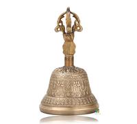 Craft Cooper || Tibetan Buddhist Bell Bronze Hand Bell with Vajra Padding for Meditation Prayer