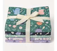 Craft Cotton Co. Botanique Brew 100% Cotton Fabric 45X55cm Wide Springtime Tea Themed 5Pcs Fat Quarter Bundle for Crafting, Sewing, Quilting, Kid's Craft