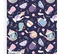 Craft Cotton Co. Botanique Brew Teapot Toss 100% Cotton Fabric 112cm Wide Springtime Tea Themed Designs for Crafting, Sewing, Quilting, Kid's Craft