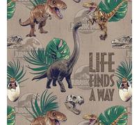 Craft Cotton Company 100% Cotton Jurassic Park Opulent Jungle 110cm Wide Childrens Craft Fabric - Animal Print (Life Finds a Way, 0.5 Metre)