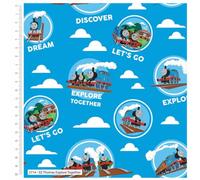 Craft Cotton Company 100% Premium Cotton 110cm Wide Explore Together Thomas & Friends Premium Cotton Fabric; Sold by 0.5 Metre