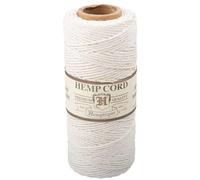 Craft County 100% Hemp Cord Spools - 205 ft (62.5m) Crafting Cord with a Polished Finish - White (1mm)