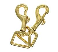 Craft County Brass Trigger Clip Swivel Snap Hooks - Packs of 2 - for Leathercrafts, Dog Leads, and Purses (3/4 Inch (Square))