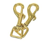Craft County Brass Trigger Clip Swivel Snap Hooks - Packs of 2 - for Leathercrafts, Dog Leads, and Purses (1/2 Inch (Square))
