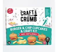 Craft & Crumb Burger Cupcake Kit - Bake at Home Cupcake and Activity Kit - Gift Sets for Kids Aged 3+ - With Pre-Measured Cake Mix, Icing, Cupcake Cases, Decorations & More