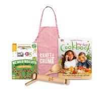 Craft & Crumb Kids Baking Bundle - Wild Animal Biscuit Kit, Cookbook, Apron and Wooden Utensils Set