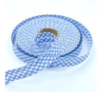 Craft Cult 18mm Wide Gingham Printed Pattern Bias Binding Tape - 25 Metre Roll (41 - Baby Blue)