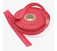Craft Cult 18mm Wide Polka Dot Printed Pattern Bias Binding Tape - 25 Metre Roll (28 - Red)
