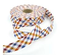 Craft Cult 25mm Wide Carnival Check Printed Pattern Bias Binding Tape - 25 Metre Roll (47 - Navy)