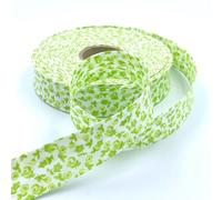 Craft Cult 25mm Wide Floral Flowers Printed Pattern Bias Binding Tape - 25 Metre Roll (113 - Lime Green)