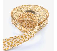 Craft Cult 25mm Wide Floral Flowers Printed Pattern Bias Binding Tape - 25 Metre Roll (18 - Mustard Yellow)