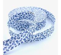 Craft Cult 25mm Wide Floral Flowers Printed Pattern Bias Binding Tape - 25 Metre Roll (47 - Soft Blue)