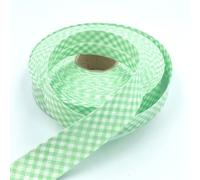 Craft Cult 25mm Wide Gingham Printed Pattern Bias Binding Tape - 25 Metre Roll (51 - Kiwi Green)