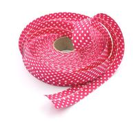 Craft Cult 25mm Wide Polka Dot Printed Pattern Bias Binding Tape - 25 Metre Roll (114 - Cerise Pink)