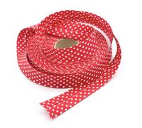 Craft Cult 25mm Wide Polka Dot Printed Pattern Bias Binding Tape - 25 Metre Roll (28 - Red)