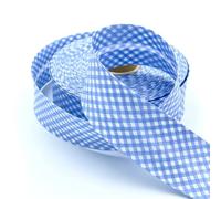Craft Cult 40mm Wide Gingham Printed Pattern Bias Binding Tape - 25 Metre Roll (41 - Baby Blue)