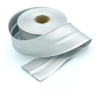 Craft Cult Extra Wide 60mm Plain Bias Binding Tape - 25 Metre Roll (126 - Metallic Silver)