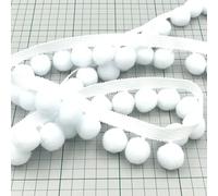 Craft Cult Jumbo Pom Pom Bobble Trim Braid - 10 Metre Roll (002 - White)