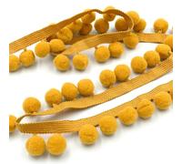 Craft Cult Jumbo Pom Pom Bobble Trim Braid - 10 Metre Roll (105 - Mustard)