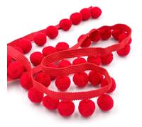 Craft Cult Jumbo Pom Pom Bobble Trim Braid - 10 Metre Roll (306 - Red)
