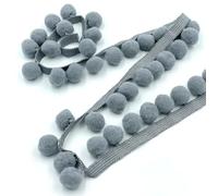 Craft Cult Jumbo Pom Pom Bobble Trim Braid - 10 Metre Roll (826 - Grey)
