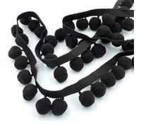 Craft Cult Jumbo Pom Pom Bobble Trim Braid - 10 Metre Roll (900 - Black)