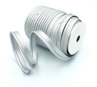 Craft Cult Medium 14mm Wide Plain Piping Bias Binding Piped Trim - 25 Metre Roll (126 - Metallic Silver)