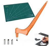 Craft Cutting Tools Pen,Pefctiordent Cutting Craft Tool, 360 Rotating Blade Paper-Cutter,With 15,30,45 Degree Engraving Head And Rotating Cutting Mat,for Stencil Scrapbook DIY Craft (Orange)