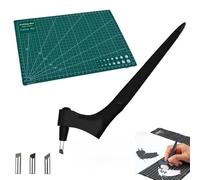 Craft Cutting Tools Pen,Pefctiordent Cutting Craft Tool, 360 Rotating Blade Paper-Cutter,With 15,30,45 Degree Engraving Head And Rotating Cutting Mat,for Stencil Scrapbook DIY Craft (Black)