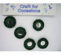 Craft Embellishments - Crochet Edged Mirrors Green (5 pieces)
