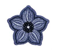 Craft Factory Iron or Sew On Fabric Motif Applique Grey Sequin Flower - each