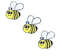 Craft Factory Iron or Sew On Fabric Motif Applique Three Bees - Each