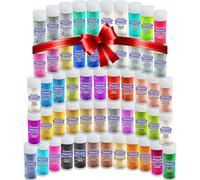Craft Glitter Shaker Box Set | 54 Ultra Fine Glitter Pots in 44 Colours, Ideal for Christmas Crafts, Resin, Candle, Tumblers, Nail Art, Cosmetic, Slime, Crafting, Wax Melts. Ultrafine (0.2mm) - Hemway