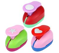 Craft Holes Punch Set, 3Pcs 1 Inch Paper Punchers with Heart, Star, Circle Hole Punch Shapes, DIY Handmade Craft Punch Scrapbook Office Supplies for Paper Crafts Valentine's Day Christmas Card Making