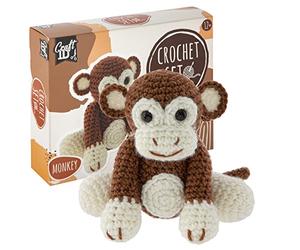Craft ID Monkey Crochet Set | Amigurumi Set | Crochet Pack | Crochet Hook Set Children and Adults | Crochet Packages Cuddly Toys | Crochet Set Animals | Experienced Crocheters
