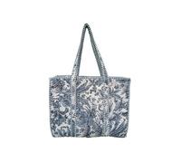 CRAFT KALA 100% Cotton Print Tote Bag Handcrafted Boho Quilted Cotton Shoulder Bag with Pockets for Work, Travel & Daily Use, Teal, One Size
