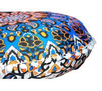 CRAFT KALA 22" Mandala Meditation Floor Pillows Cover Pouf Cover Round Seating Bohemian Mandala Cotton Floor Cushion Cover Outdoor Fireplace Seating Living Room Yoga Room Home Décor Blue Yellow Flower