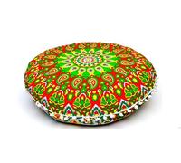 CRAFT KALA 22" Round Mandala Comfort Meditation Floor Pillow Cover, Large Pillows Seating Cover for Adults, Cushions Cover for Outdoor Yoga Fireplace Living Room Ottoman Cover Green Red Flower