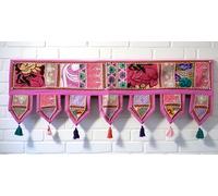 CRAFT KALA Indian Vintage Patchwork Door Cotton Bohemian Ethnic Topper Valances Window Valances Wall Hanging Boho Home Decor Hand Embroidered Toran Hippie Living Room Decor (Baby Pink, 1 Meter)