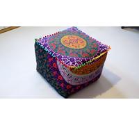 CRAFT KALA Mandala Meditation Floor Pillows Square Pillow Cover Seating Decorative Adults Bohemian Floor Cushion Cover Outdoor Living Room Throw Ottoman Poufs Cover 20X20X14 inches, Multi Six Color