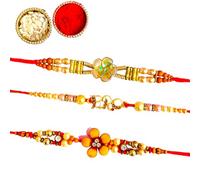 Craft Kala Rakhi for Brother Rakhi Set of 4 Rakhee Thread Bracelet for Bhai Bhaiya- Indian Rakhi Raksha Bandhan Festival With Greeting Card, Medium