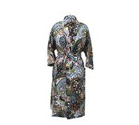 CRAFT KALA Women's Kimono Robe Long Robes with Colorful Floral Printed Green Kimono Nightgown (Black)