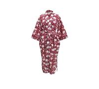 CRAFT KALA Women's Kimono Robe Long Robes with Colorful Floral Printed Green Kimono Nightgown (White And Red)