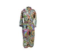 CRAFT KALA Women's Kimono Robe Long Robes with Peacock and Blossoms Printed Kimono Nightgown (UK, Alpha, One Size, Regular, Regular, Colorful Multi)
