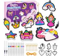 Craft Kits for 4-10 Year Old Kids-Unicorns Princesses Painting Keyring Kits