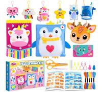 Craft Kits For Kids Ages 4-7 8-12, 10 Easy DIY Sewing Kit For Kids Children With Tutorial,Tools, Pillow, Hanging Organizer, Bag, Pen And Card Holder,Beginner Sewing Toys And Birthday Gift For Girls