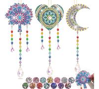 Craft Kits Gifts for 6 7 8 9 10 Year Old Girls Boy - Diamond Painting Arts Crafts for Kids 6-10 Year Old Boy Girl Gifts, Double Sided Crystal Suncatchers Art Wind Chime for Garden Window Decorations