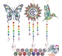 Craft Kits Gifts for 6 7 8 9 10 Year Old Girls Boy - Diamond Painting Arts Crafts for Kids 6-10 Year Old Boy Girl Gifts, Double Sided Crystal Suncatchers Art Wind Chime for Garden Window Decorations