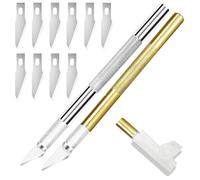 Craft Knife Exacto Knife, Precision Crafting Knife Set with 2 PCS Craft Knives 10 Blades Spare Replacement, Adults Carving Knife Hobby Knife Scalpel Knife Modelling Knife for Carving & Art Craft