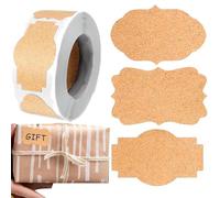 Craft Labels | Pack of 300 Brown Writable Empty Label Roll, 1.97 x 1.18 Inch Labels for Candle Jars | for Oil Bottle Lids, Food Storage, Pantry, Envelope, Packaging,